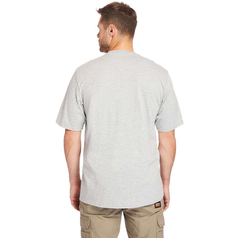 Camisetas Timberland Argentina Hombre - Pro® Big & Tall Base Plate Short-Sleeve - Gris - RDGSQM-734